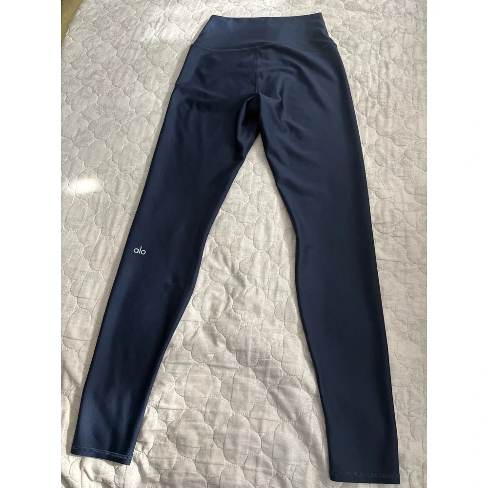 Alo Yoga Navy Blue High Waist Airbrush Leggings Full Length Womens Size M